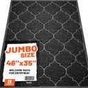 Cosyearn Door Mat, Front Door Mat, 46x35, Welcome Mats for Entryway,Garage,High Traffic Areas, Jumbo Size, Doormat Entrance, Waterproof Mat, Easy Clean, Outdoor Indoor Floor Mat,Non Slip (Black) (2'11" x 3'10" (Rectangular))