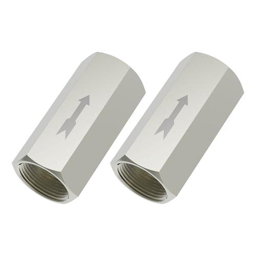 FOCMKEAS 2PCS Air Check Valve 1/2 PT Female Threaded Full Port Check Valve, Nickel-Plated Brass Copper Non Return One Way