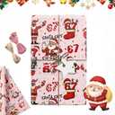 2 x 67 Christmas Wrapping Paper, Funny 6 7 Meme Gift Wrap for Xmas and Holiday Presents, Santa Meme Wrapping Paper for Kids Teens Family (Pink)