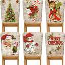 Buryeah 6 Pcs Christmas Chair Back Covers 6 Styles Removable Washable Stretch Dining Room Slip Covers Parson Chair Protector for Christmas Decorations Home Party Decor 23.6'' x 19.7''(Retro Seris)