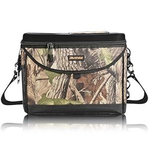 Double-Layer Insulated Cooler Foldable Lunch Box, Leakproof Cooler Bag for Men & Women, Shoulder Strap, Bottle Opener, for Beach, Camping, Car (Black)