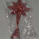 14.5 Inch Christmas Star Tree Topper Glitter Red Star Tree Topper 8 Point Star Treetop Ornament Metal Hollow Designed for Home Holiday Xmas Tree Decorations