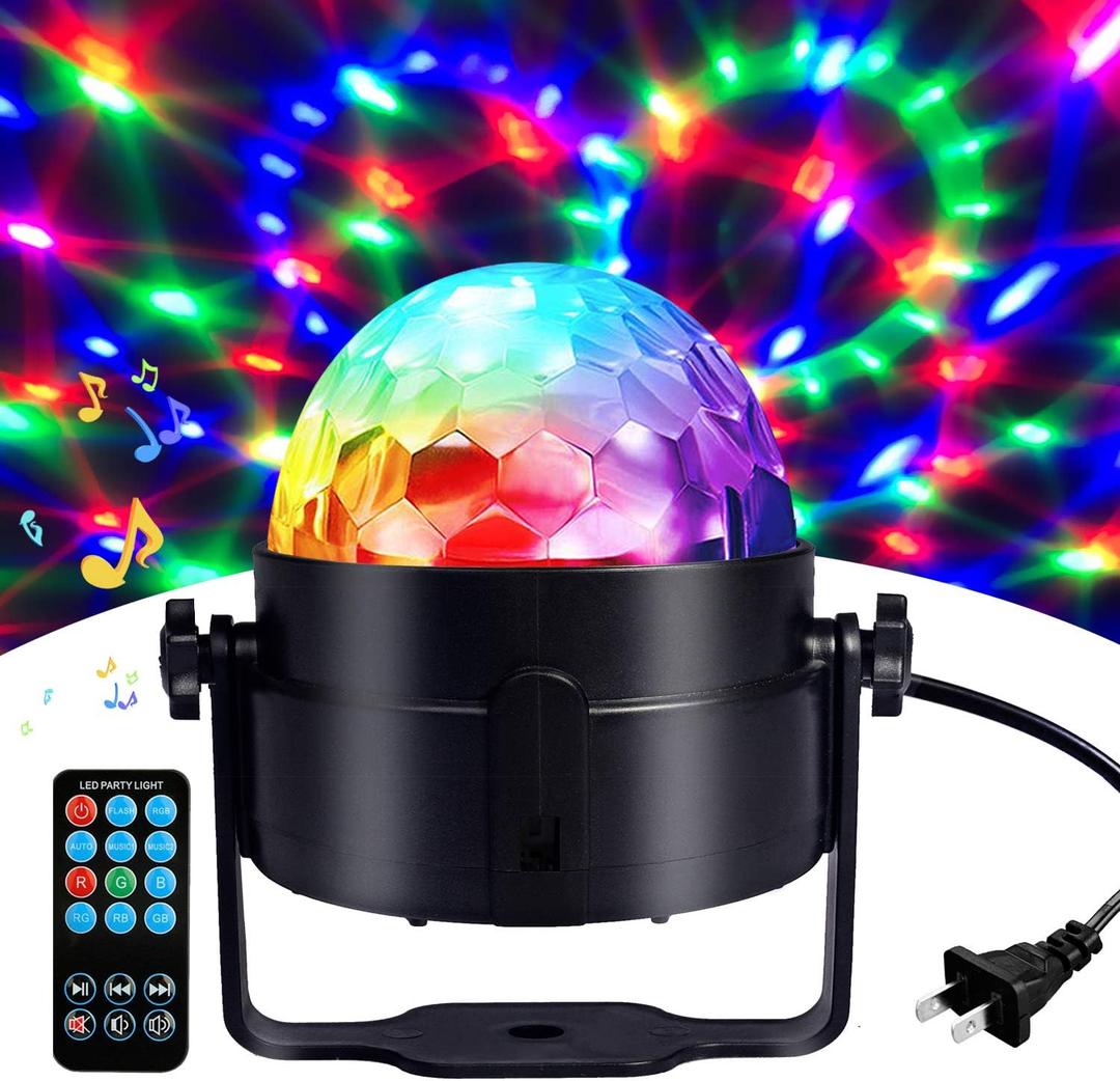 Disco Ball Light, Sound Activated Party Strobe Light, Dj Rave Lights with Remote, LED Stage Lights for Karaoke Birthday Christmas Halloween Decorations Indoor