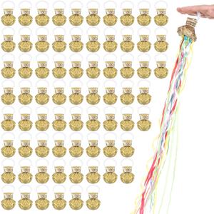 Poen 150 Pcs Streamers Poppers - Hand Throw Streamers No Mess Confetti Poppers Paper Cracker for Birthday, Wedding, Party Celebrations(Gold)