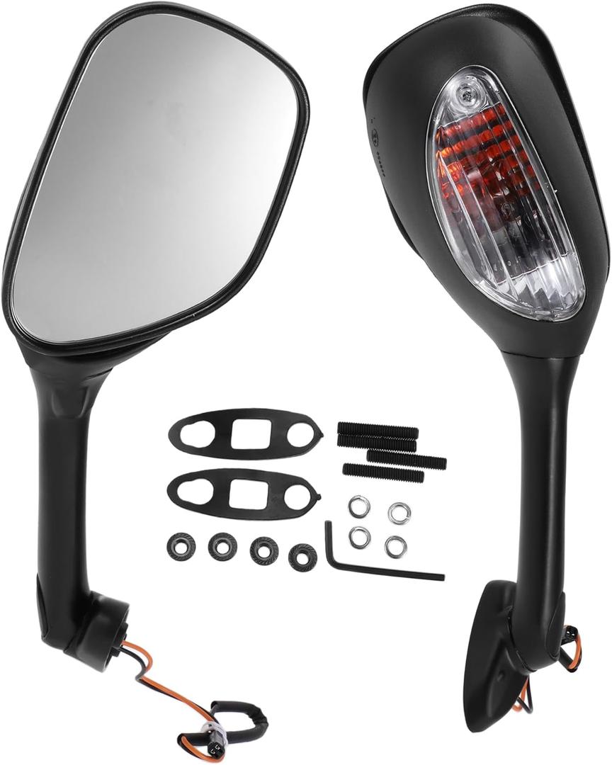 Motorcycle Rear View Mirrors Front Side Mirrors Mount Turn Signals Replacement for Suzuki GSXR600 2006-2018 for Suzuki GSXR1000 02-17 Aluminum Plastic Black Clear Adjustable