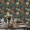 Yasinet Peel and Stick Wallpaper Boho Wallpaper Dark Blue Contact Paper Vintage Waterproof Removable Self-Adhesive Wall Paper for Bathroom/Bedroom/Shelves/Cabinet Vinyl 17.3  196.8  (Dack Blue and Clay Color)