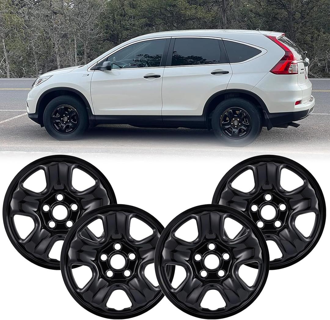 16" Glossy Black Wheel Skins (Set of 4) for 2012-2016 Honda CR-V, 16 inches ABS Wheel Covers Compatible with 12-16 CR-V Steel Wheels- Auto Tire Replacement Cap Cover 42700-T0A-A01