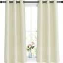 NICETOWN Room Darkening Curtains and Drapes 54 inch Long - Grommet Energy Saving Thermal Insulated Light Blocking Window Treatments for Bedroom (Beige, 1 Pair, W37 x L54)