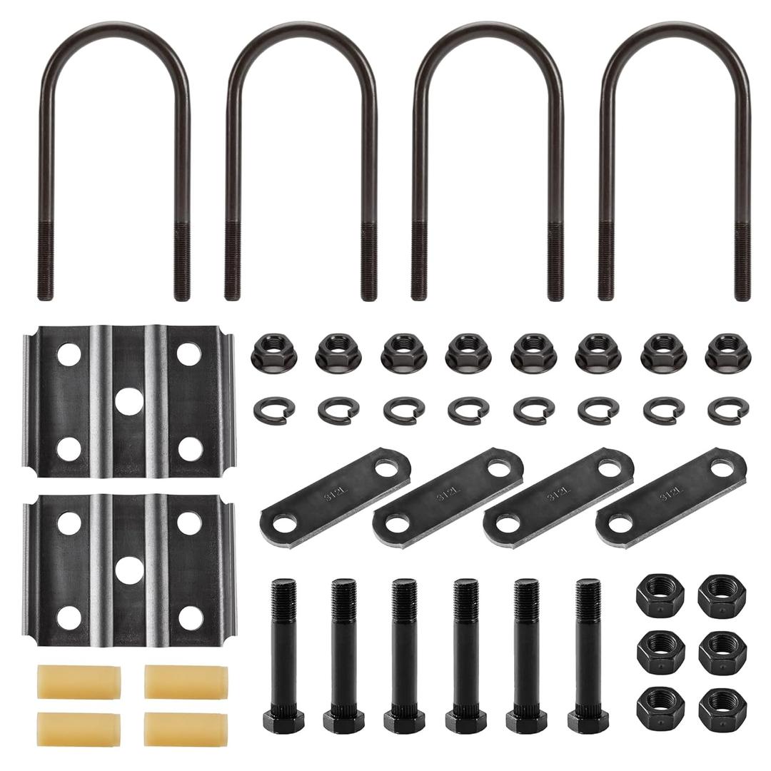 LONFFERY 312 Trailer Alex Shackle with U Bolts Kit Fit for 3" 5200lb-7000lb Round Axle, 7" Long U-Bolts, U-Bolt Plates for 1-3/4" or 2", 1/2"-20 Hex Nuts