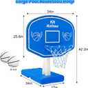 LED Pool Basketball Hoop, Poolside Water Basketball Hoop with High-Brightness Colorful Solar Lights, Oversized Basketball Hoops for Pool with 2 Balls/Pump, Light-Up Pool Games for Adults Teens.