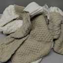 Halloscume 6 Pcs Christmas Stockings 18" Cable Knit Neutral Stockings Rustic Farmhouse Fireplace Xmas Decor Handmade Boho Knit Socks for Mantel Tree Wall Holiday Decorations(Ivory and Linen)