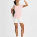 baleaf Womens Sun Shirt Short Sleeve Lightweight Quick Dry UPF 50+ V Neck Loose Fit Workout Top Running Hiking Travel (Pink, S)