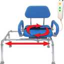 Platinum Health Carousel Sliding Shower Chair Transfer Bench with Swivel Seat, PowerSlide Capability, Push Button Powered Travel, Premium Padded Bath Bench, for Handicap & Seniors, Blue