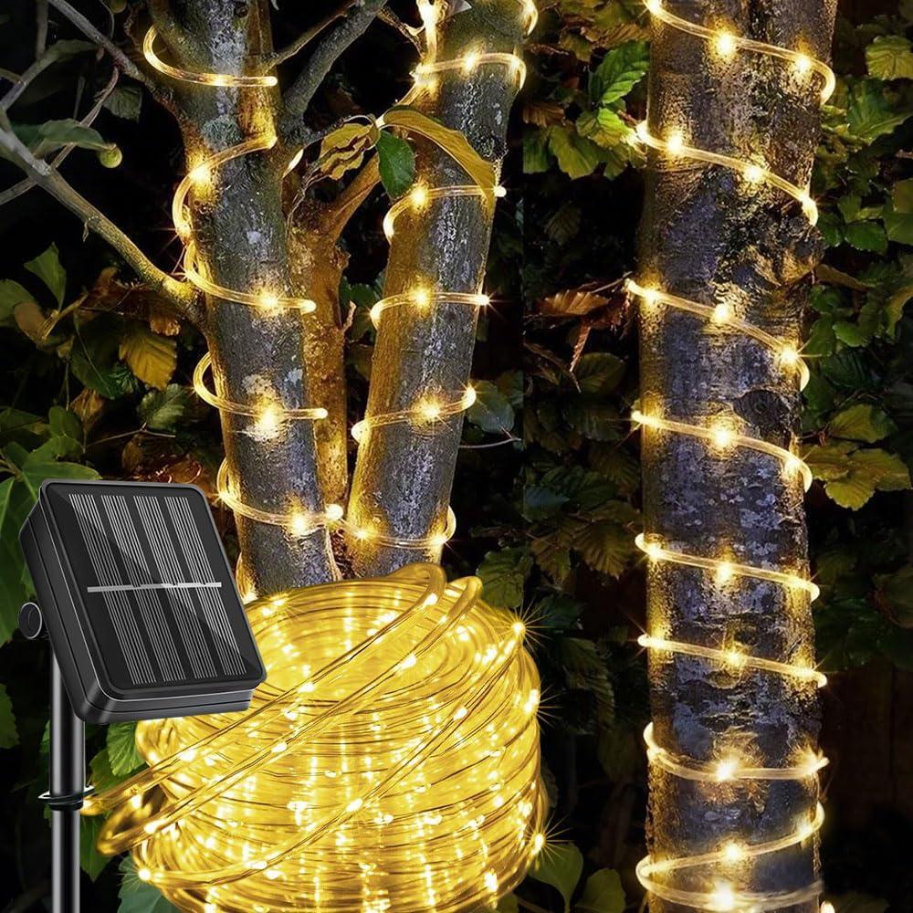 LairtPOW Solar Rope Light Waterproof IP65 39FT 100LEDs Outdoor LED Solar Outdoor Lights for Party Garden Yard Home Wedding Christmas Halloween Holiday Tree Decoration Lighting
