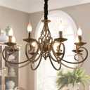 Ganeed Rustic Chandeliers,8 Lights Candle French Country Chandelier,Vintage Iron Pendant Light Fixture Hanging Light for Farmhouse,Kitchen Island,Dining Room,Bedroom