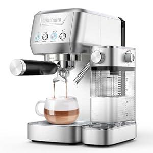 MAttinata Cappuccino Machine 20 Bar, Professional Espresso Machines for Home and Office with Automatic Milk Frothering System, Barista Compact Latte Maker for Coffee Lovers, Stainless Steel-Mattino