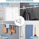 2 x 8 Pack No Drill Adhesive Curtain Rod Brackets, No Wall Damage Rod Holders, Sticky Curtain Rods Hooks, Nail-Free Adjustable Curtain Hanger for Wall, Dorm, Living Room, Bedroom, Bathroom, Kitchen Decor