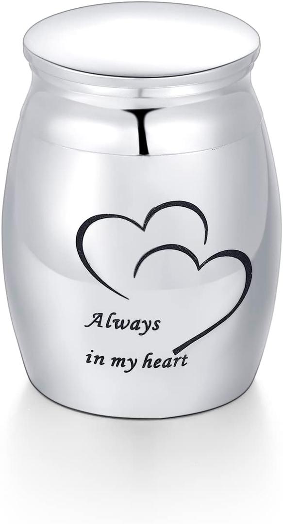 Small Urns for Human Ashes Stainless Steel Mini Cremation Keepsake Urns for Ashes 1.57 Inch-Always in My Heart