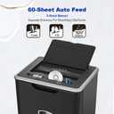 Wingwise Auto Feed Paper Shredder, 60 Sheets Cross Cut, CD/Credit Card Shredder with Anti-Jam & Dual Modes, 5.8 Gallon Bin, P-4 High Security for Home Office