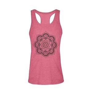 Racerback Tank Tops for Women Summer Sleeveless Round Neck Casual Graphic Tunic Shirts, Pink Flower Color, Large