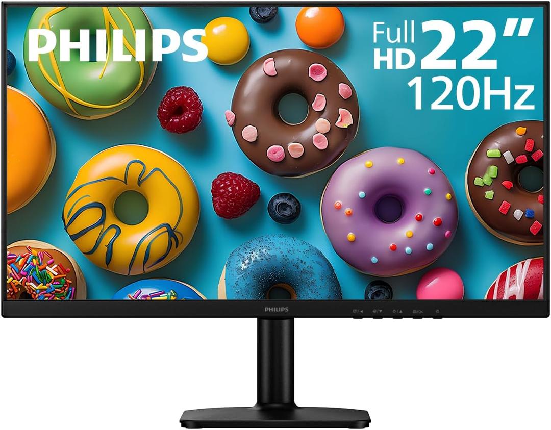 Philips 22E2N1100 22 inch Computer Monitor, Full HD 1920x1080 IPS Display, 120Hz Refresh Rate, 1ms MPRT, Adaptive-Sync, LowBlue Mode, Flicker-Free, HDMI & VGA