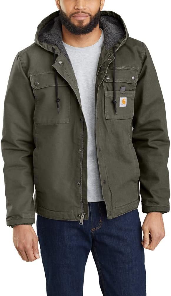 Carhartt Men's Relaxed Fit Washed Duck Sherpa-Lined Utility Jacket (Large Tall)
