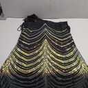 Cololura Women Sequin Elegant Sexy One Shoulder Tassel Oblique Collar Mermaid Bodycon Cocktail Evening Dress Size M, Black-curve