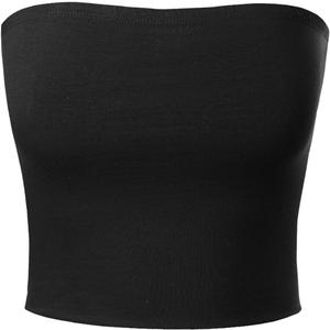 MixMatchy Women's Strapless Tube Tops Basic Bandeau Crop Sleeveless Backless Casual Sexy Going Out Tops Summer 2025 (Medium, Black)