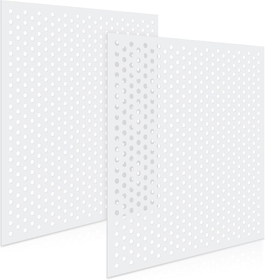 DoubleFill 2 Pack 2' x 2' Plastic Perforated Tiles with 1/2" Holes 24" x 24" White Drop Ceiling Tiles Plastic Ceiling Grid Covers