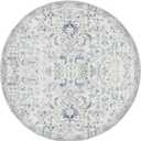 jinchan Kalen Round Rug 6ft Area Rug Washable Vintage Indoor Retro Accent Floor Cover Distressed Floral 6' Round Circle Boho Non Slip Thin Carpet for Living Room Dining Room Bedroom Kitchen Blue