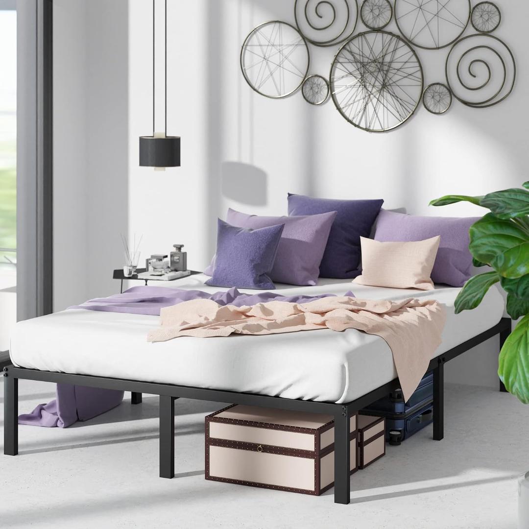 Zinus Yelena 14 Inch Classic Metal Platform Bed Frame with Steel Slat Support / Mattress Foundation, Queen,AZ-MPSC-14Q,Black