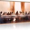 Aurlan Jesus Last Supper Bible Story Wall Art(40"x20"), Boho Christ Christian Easter Gifts Canvas Artwork, Neutral Spiritual Religious Faith Decor Prints for Office Home