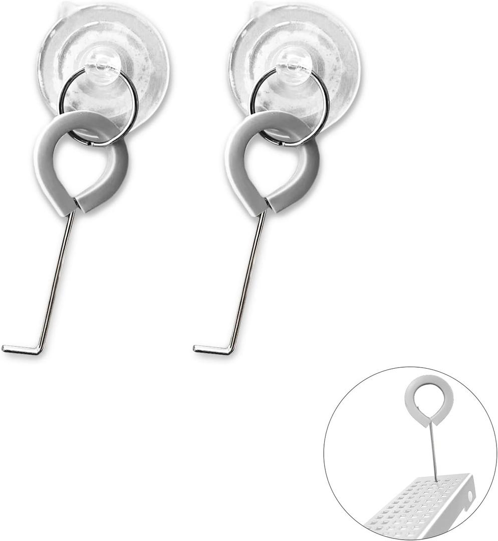 2-Pack Shower Drain Hooks for Drain Cover Removal, Assists with Linear Drain Grate Removal and Clean, Stainless Steel Silicone Protector Extractor Tool.(Gray)