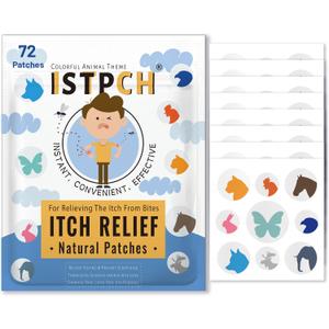 Bite Itch Relief Patches for Kids and Adult, Colorful Itch Relief Stickers, Natural Anti Itch Patches - Summer Travel and Camping Essential (72 Counts)