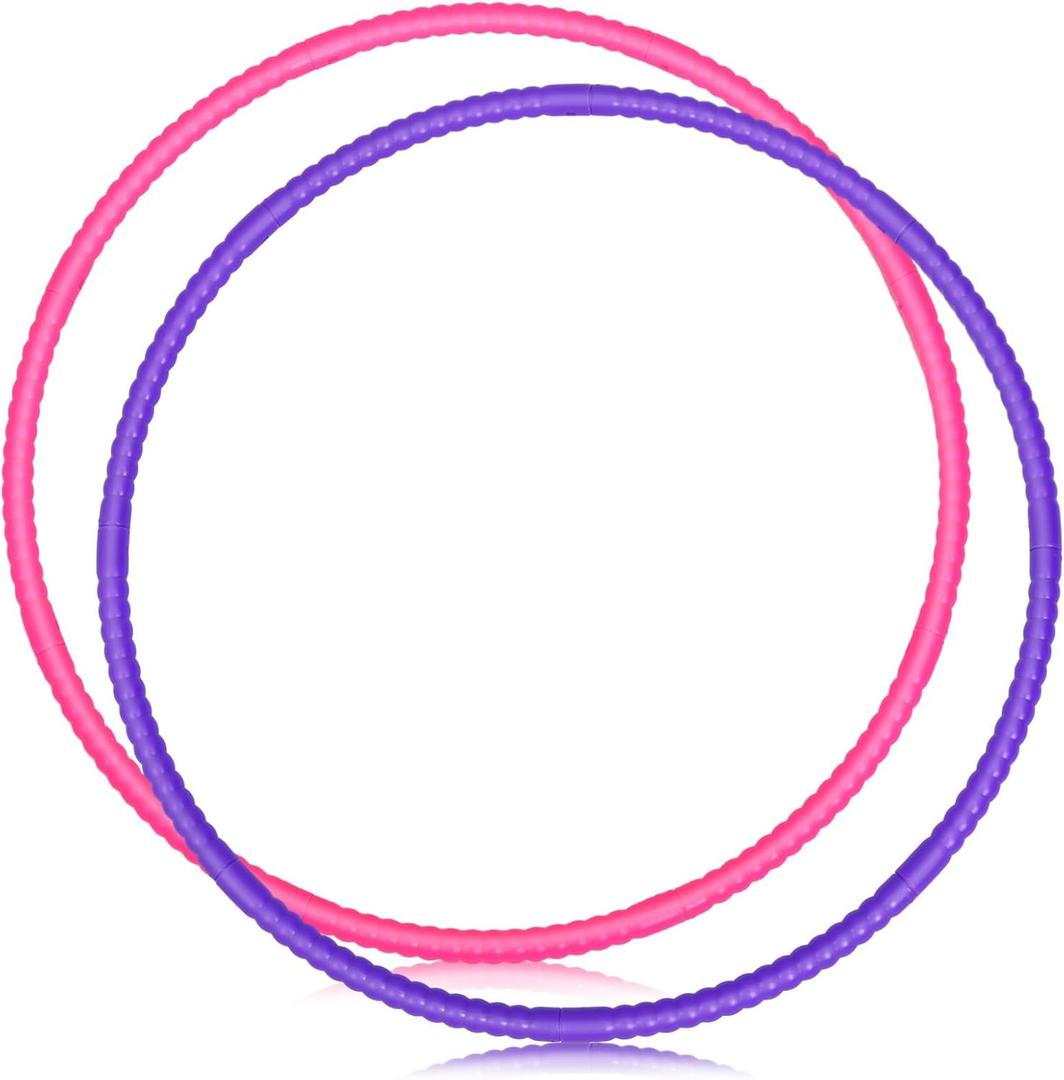 Soulchen 2 Pcs Toy Hoop Exercise Hoop Detachable Adjustable Plastic Hoops Playground Equipment for School Colored Hoops Circles Exercise Ring for Teens Dog Agility Equipment (Pink and Purple)