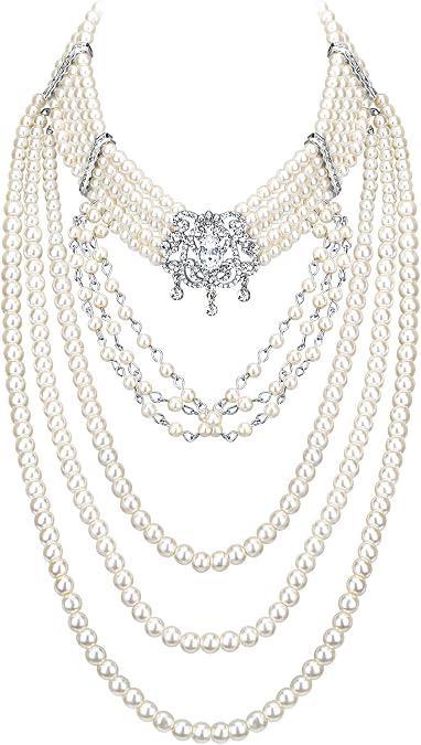 Crystal multi strand layered ivory colo