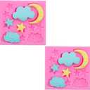 2 Pcs Moon and Star Molds Silicone, Moon Star Cloud Chocolate Molds, Cloud Fondant Mold for Chocolate Candy Baking Sugar Cakes Decorating