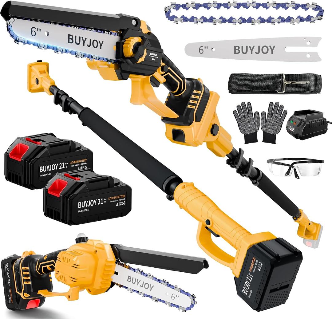 4-in-1 Pole Hedge Trimmer & Cordless Grass Shears,2×4.0 Ah Batteries & Included Charger,Dual Blade Design,Extension Tree Pruner,Bush Trimmer for Tree Trimming/Garden/Lawn