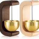 Zonon 2 Pcs Magnetic Wooden Wind Chime Doorbell Decoration Shopkeepers Bell for Door Opening C Shape for Housewarming Gift Refrigerator Room Garden Restaurant (Black Walnut, Nature Beech)
