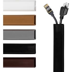 Rubber Bond TV Cord Hider Cable Protector - Strong Self Adhesive Wall Cord Cover Cable Hider - Low Profile Cable Management Wall Cord Concealer Cable Raceway (Brown, 10 Feet)