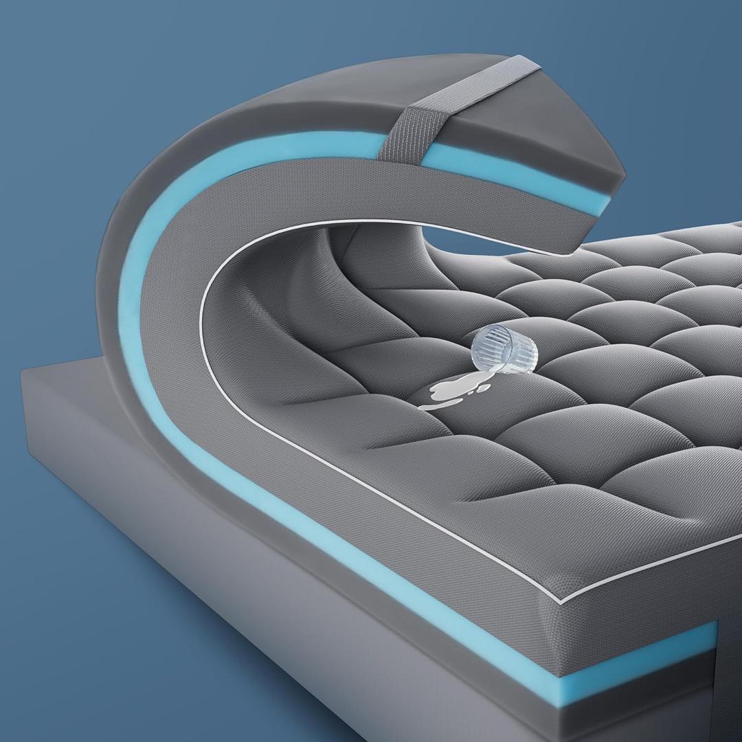 SLEEP ZONE Dual Layer 4 Inch Memory Foam Mattress Topper, 2 inch Cooling Gel Memory Foam Plus 2 inch Alternative Pillowtop Mattress Pad Cover for Back Pain, Comfort Support (Twin) (Grey)