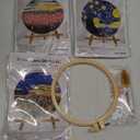 Maydear 3 Sets Embroidery kit for Beginners Adults,Embroidery Kit Punch Needle Kit Cross Stitch Kits with Embroidery Hoop and Instructions,Hand Embroidery Starter Kit (Small Flowers) (gray)