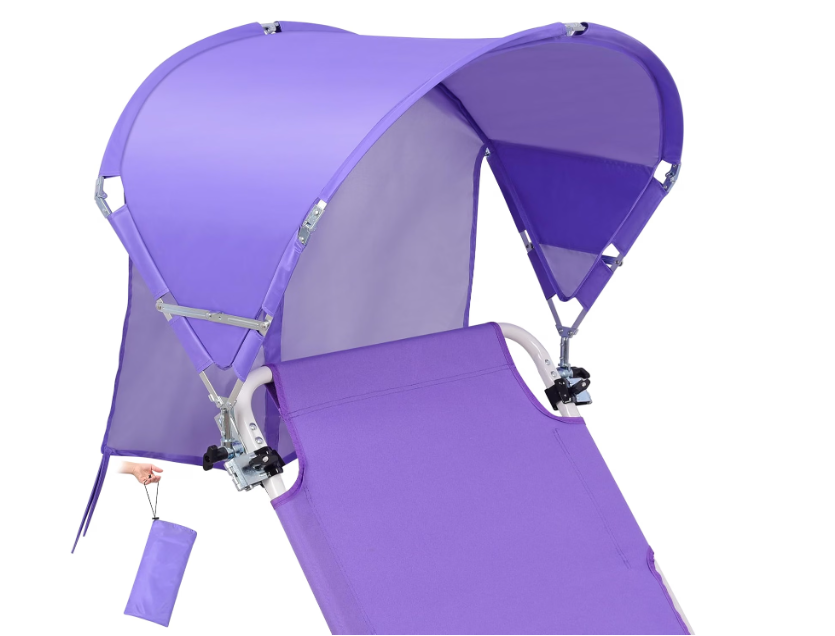 Universal Wind-Resistant Chair Umbrella Canopy, Foldable Portable UPF 50+ Sun Shade Attachment with Adjustable Clamp, Fits Most Beach, Camping, Lawn, Sports, Tanning, Zero Gravity Chairs, Patented