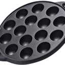 Cabilock Mini Cake Pans Cast Iron Snail Escargot Plate 15 Compartment Holes Black Pancake Mold
