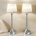 CHLORANTHUS 2 Pack Cordless Table Lamps, 3 Colors Stepless Dimming Fabric Desk Lamp, 6000mAh Rechargeable Battery LED Desk Lamp, Touch Night Light for Bedroom, Dining, Desk, Cafe