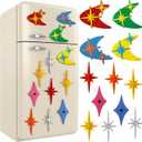 Hoolerry 12 Pcs Midcentury Modern Vintage Starburst Fridge Magnets Atomic Moon Star Retro Refrigerator Kitchen Decor for 1960s 50s Home Office MCN Decoration(Elegant Style)
