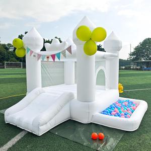 JIOJIOPLAY 9FT White Bounce House,Inflatable Toddler Bouncy House for 3-6 Age Kids Party Gift with Blower White Jumper Bouncy Castle Wedding Decorations for Outdoor Play Backyard