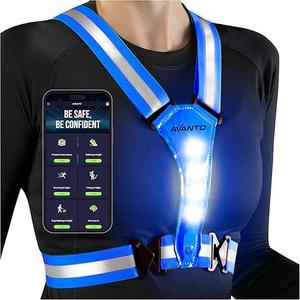 AVANTO LED Reflective Vest, Original, USB-C Rechargeable Running Reflective Gear, Running Lights for Runners, High Visibility Gear, Dog Walking Safety Vests, Blue