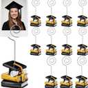 Glenmal 12 Pcs Grad Cap Picture Holders 4.53 Inches Resin Metal Graduation Picture Holders for Tables Centerpieces Grad Cap Photo Table Number Card Stands for Class of 2026 Graduation Party Supplies