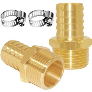 Joywayus Brass Barb Fitting 1" Hose Barb x 3/4" Male NPT Water/Fuel/Air(Pack of 2)